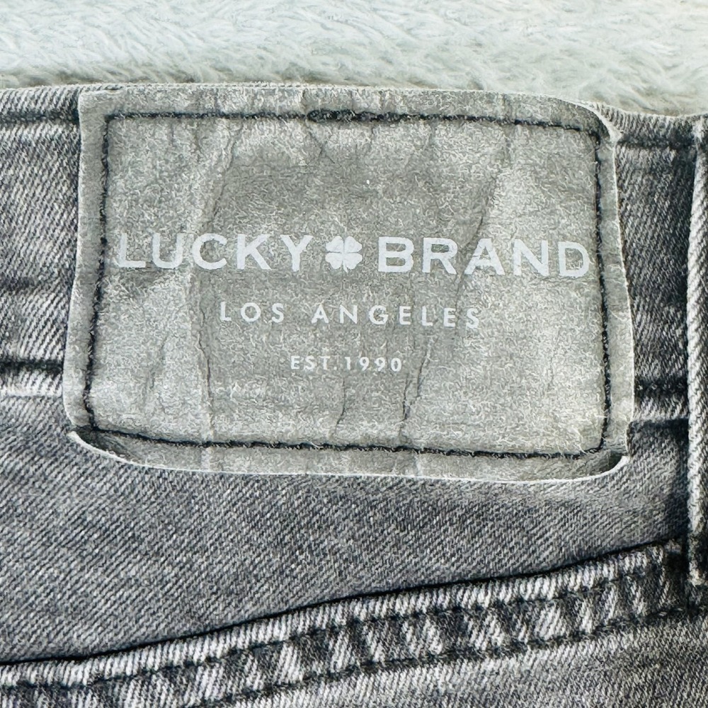 Lucky Brand 110 Slim Jeans Mens 36x32 Gray Charcoal Wash Slim Skinny Zip Fly - Picture 7 of 16